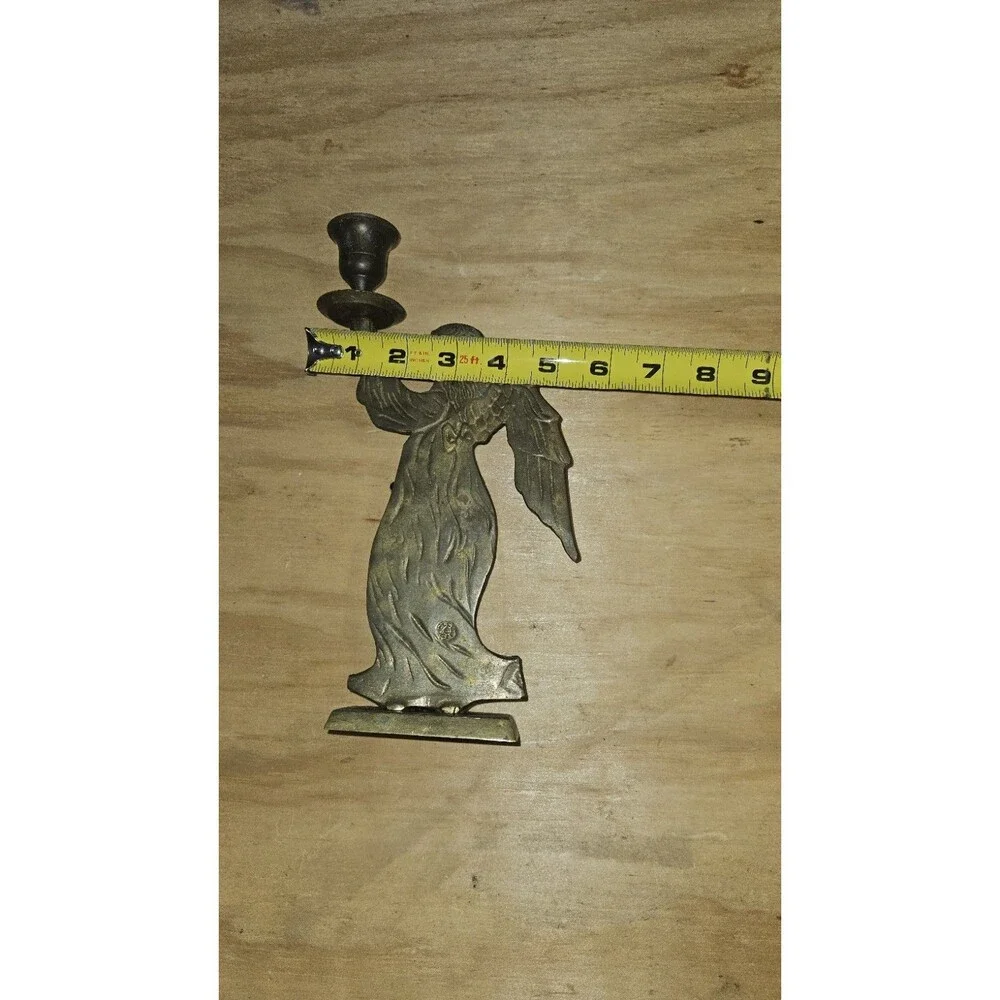 VTG Christmas Solid Brass Angel Candle Stick Holder Classic Holiday Decor 10